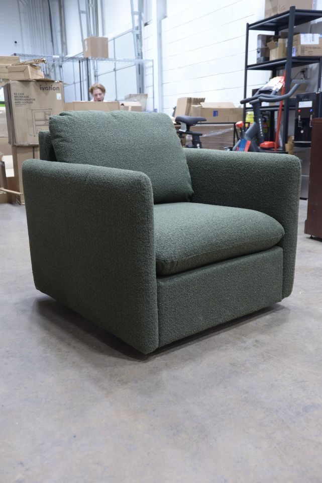 Boucle Upholstered Swivel Arm Chair