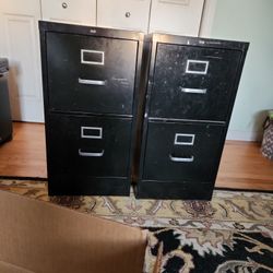 2 Black Hon Metal Filing Cabinets