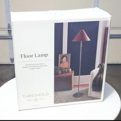New Threshold Floor Lamp with Leather Shade Brown