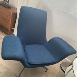 Authentic HBF "Dialogue" Mid-Century Modern Winged Lounge Chair - Blue 