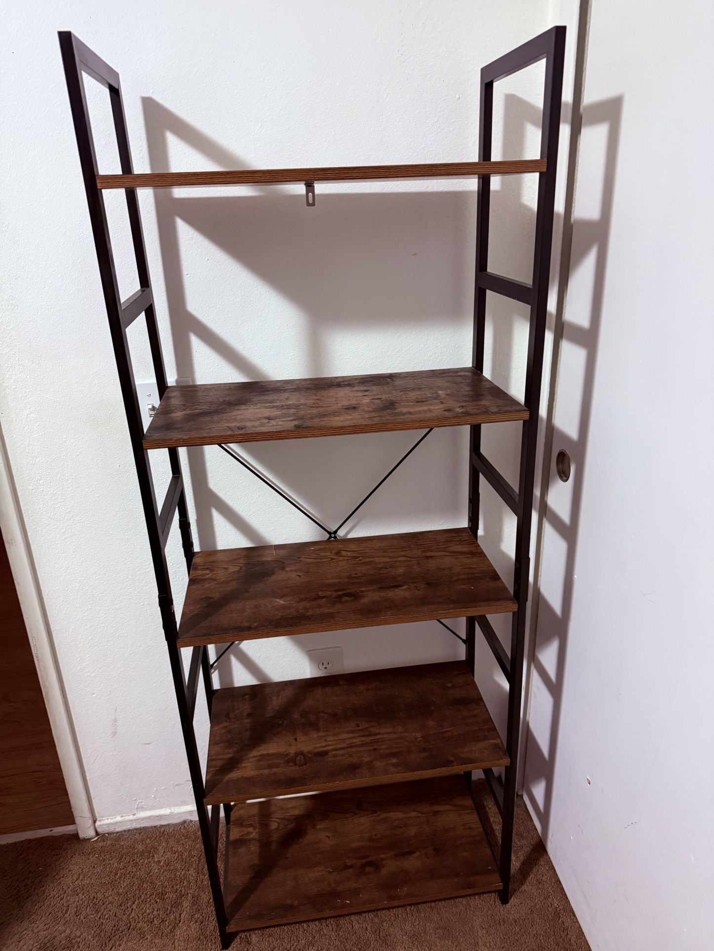 5 Tiers Ladder Bookshelf, 62 inch Classically Modern Bookshelf,Storage Rack Shelves in Living Room/Home/Office,Rustic Brown
