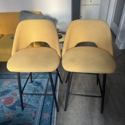 2 yellow Kitchen Island Stools