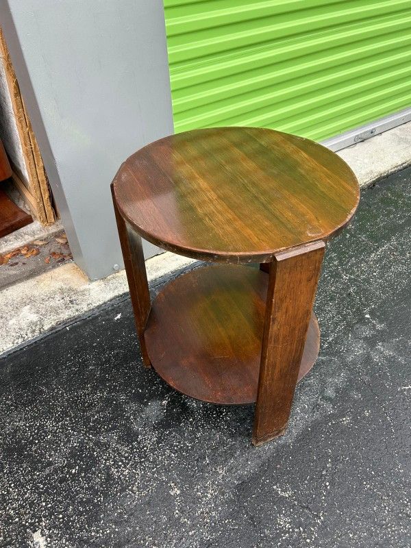 Antique Art Deco Two Levels Round Side Table