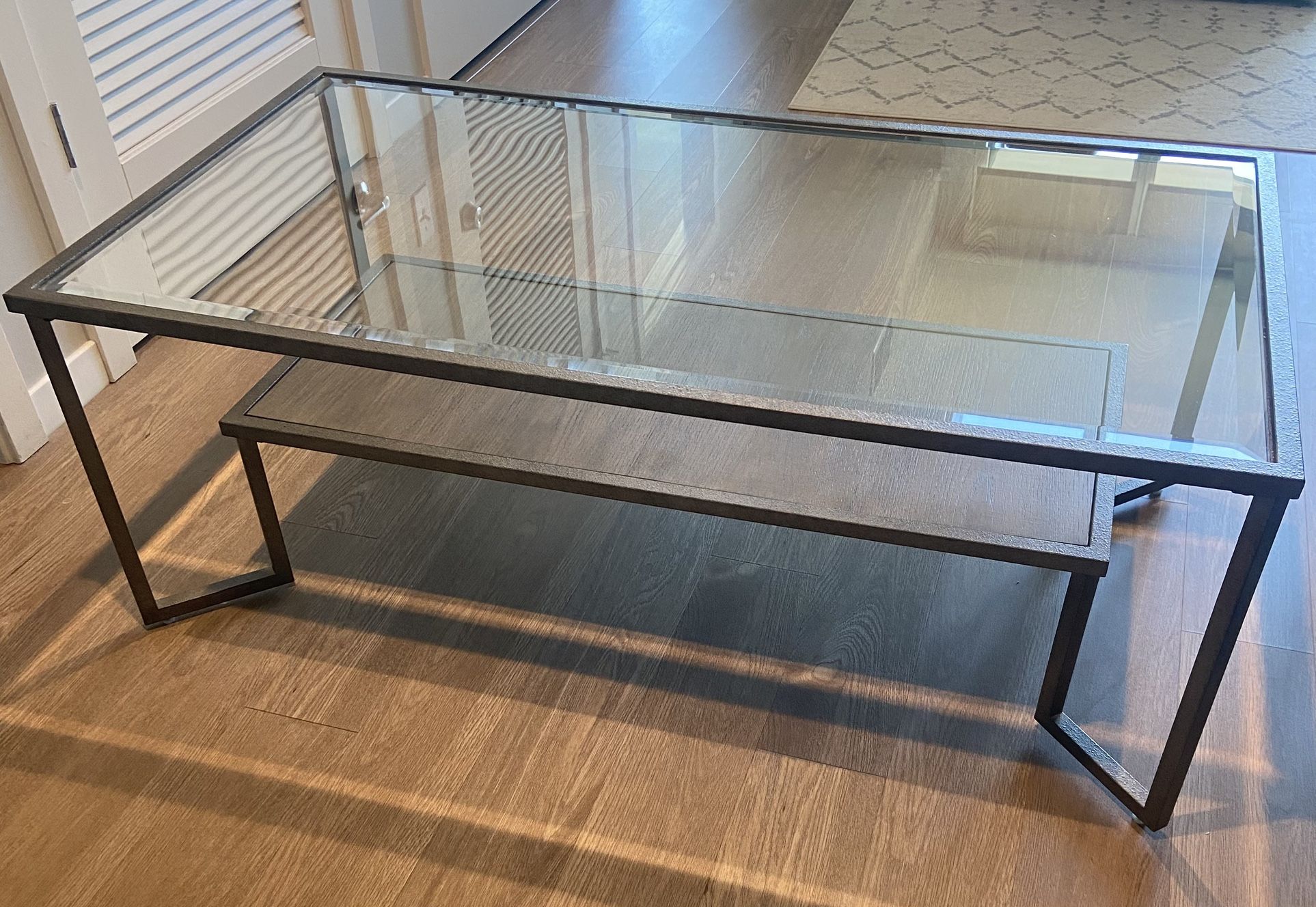 Living Spaces Glass Top Coffee Table