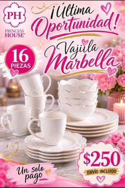Princess house Vajilla Marbella completa y con extra Plato’s grandes