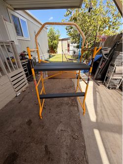 MetalTech Jobsite Series 3.3 ft. L x 6.3 ft. H x 2.6 ft. D Scaffold Work Platform with Safety Rail and Tool Tray, 900 lb. Capacity