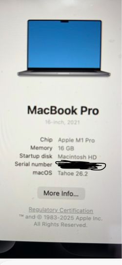 2021 MacBook Pro 16 inch M1 Pro