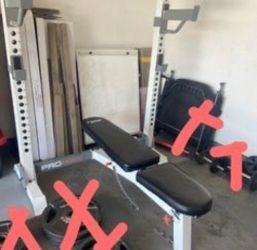 Olympic bench press with Bar and Weights.