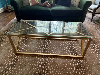 Glass Top Coffee Table with Gold Frame