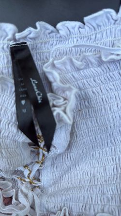 Luna Chix White Smocked Ruffle Top – Size M