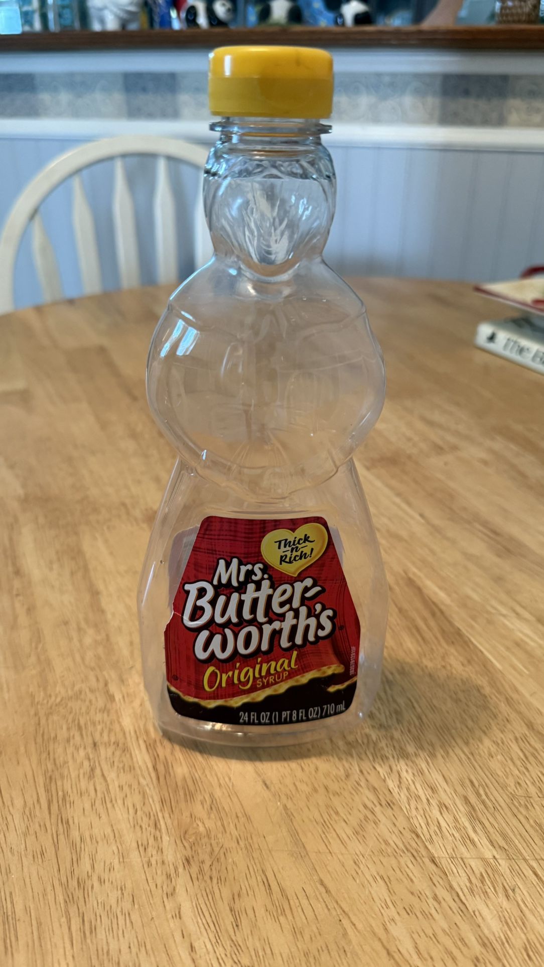 Mrs. Butterworth's Empty Clear Plastic Syrup Bottle Collectible Design RARE