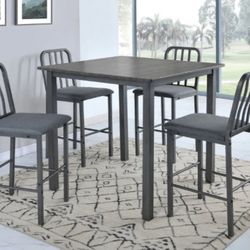 1773 SET RENZO 5-PK COUNTER HEIGHT TABLE and 4 CHAIR.

