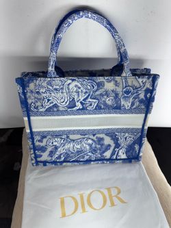 Christian Dior Book Tote Bag - Blue Toile de Jouy Embroidery