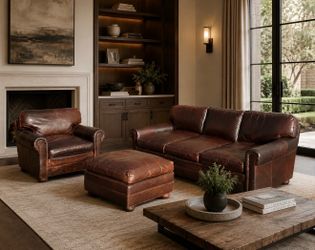 RH Lancaster Leather Couch Set