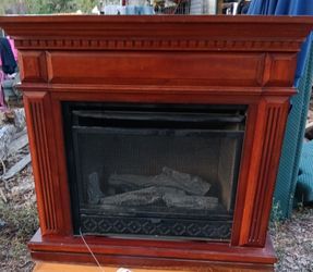 Electric Fireplace with Wood Mantel