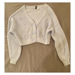 H&M Divided Baby blue ribbed knit cardigan sweater size s