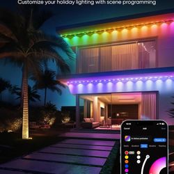 APPECK Permanent Outdoor Lights Pro 200ft, 144W RGBCW Eaves Lights with 144 LED Lights, 80lm, Cuttable, 111 Scene Modes, IP67 Waterproof Lighting for 