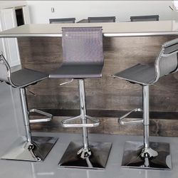 New 3 Gray Mesh Bar Stools 