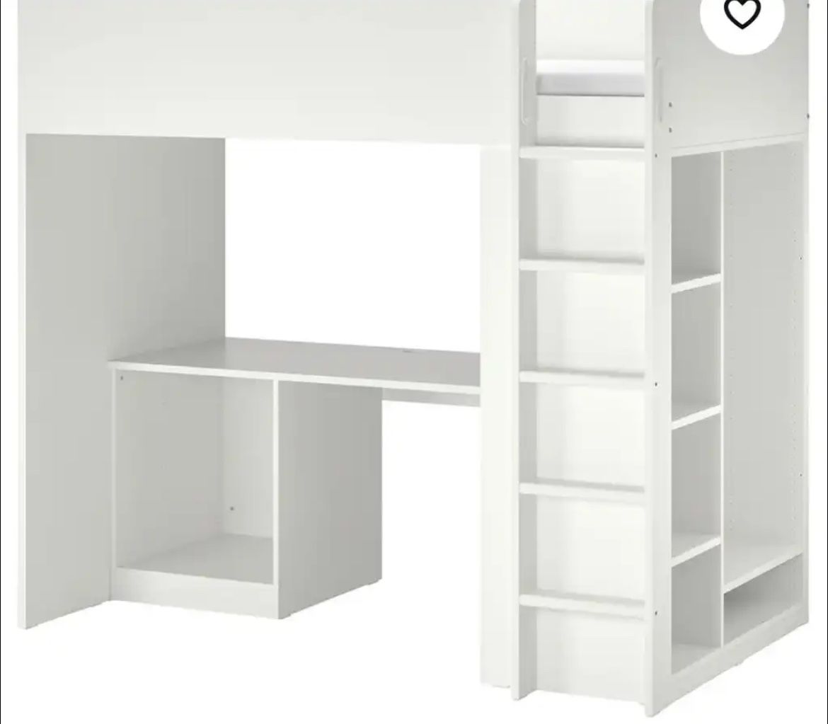 IKEA SMASTAD White Loft Bed and Desk Set Bunkbed