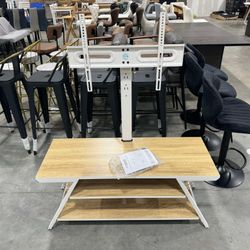 FITUEYES Wood TV Stand with Mount for 32-65 Inch TVS (very small damage)