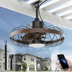 Outdoor Ceiling Fans with Light for Patios, 20”Inch Ceiling Fan Smart APP & Remote Control, 6 Speeds, 3 Color Temperatures, Gazebo Lights Outdoor Ceil