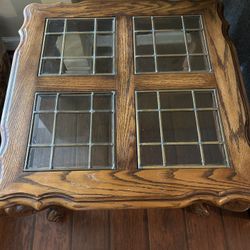 Wood Sofa Table And Two End Tables With Glass