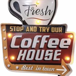 Vintage Coffee Wall Decorations Light Up Sign