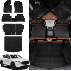 Rongtaod Floor Mats Compatible with 2023 2024 2025 Mazda CX5 Floor Mats Trunk Mat Cargo Mat Cargo Liner All Weather Back Seat Cover Protector CX-5 Acc