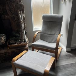 IKEA POANG Chair And Ottoman. 
