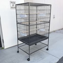 (New in box) $100 Large 52 Inch Tall Bird Cage 31x19x52” with Rolling Stand and Slide Out Tray 