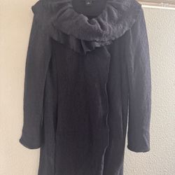 Ann Taylor Wool Ruffle Collar Coat