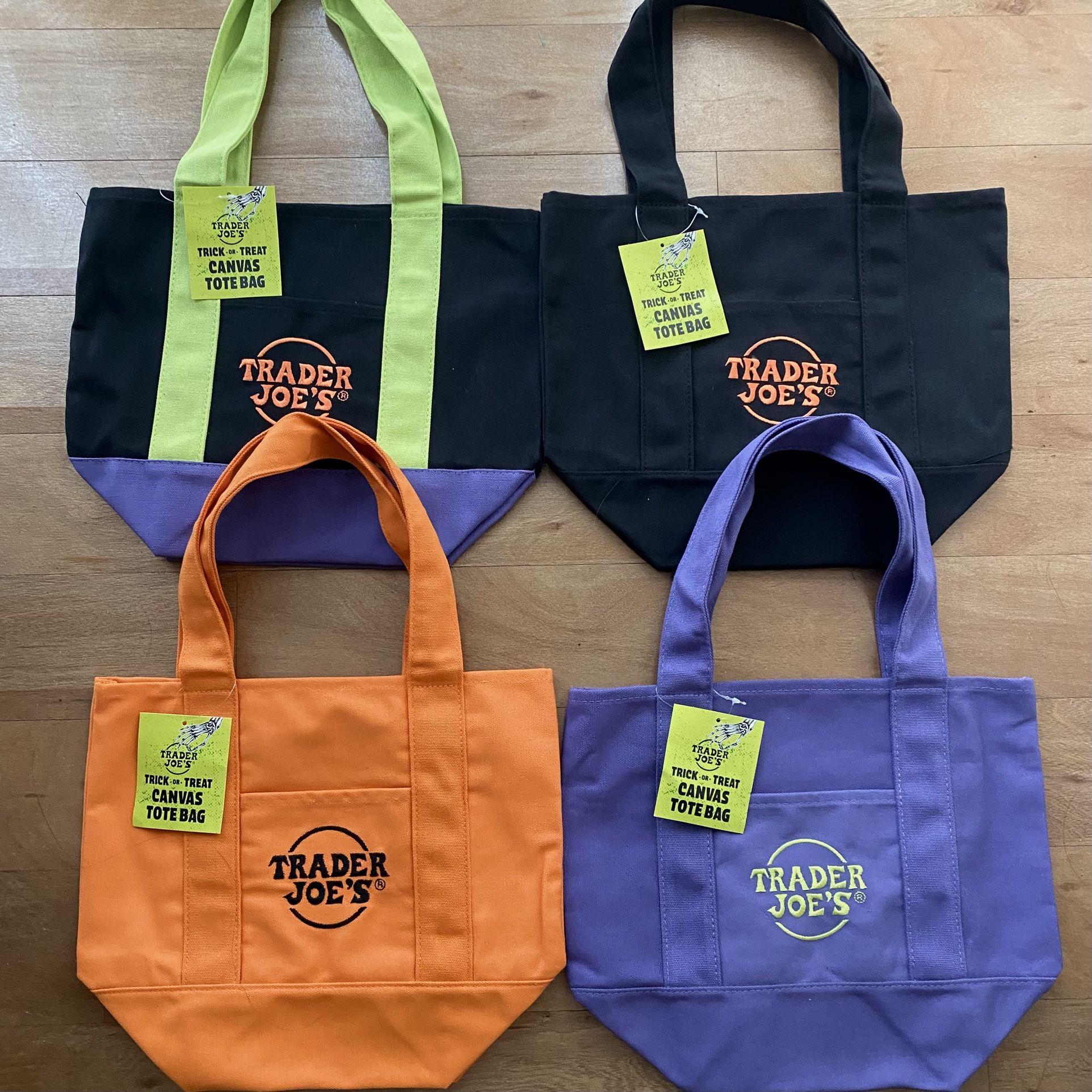 Trader Joes Halloween Mini Canvas Tote Bag Set of 4