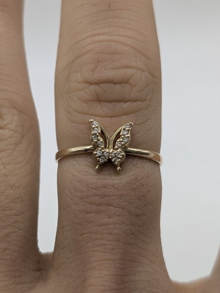 Yellow Gold & CZ Butterfly Ring
