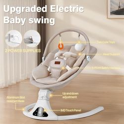 New In Box Baby Swing, Electric Infant Swing with Remote Control, 5 Speed Adjustable, Machine Washable Cushion, 5 Point Safety Harness, Bluetooth Musi