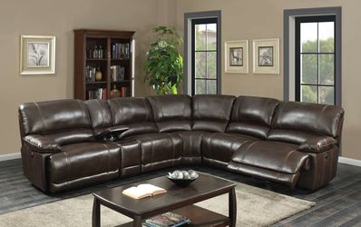 Plush New Venice reclining sectional sofa on sale only $999. Choose dark brown or black. FREE SAME DAY DELIVERY. NO CREDIT CHECK FINANCING
