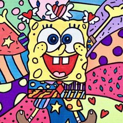 Handmade Spongebob in Romero Britto style (14x11)