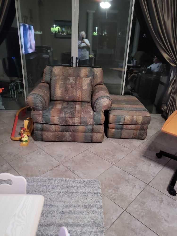 Armchair With Matching Ottoman