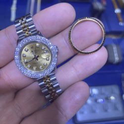 Rolex Datejust 26mm Diamond Bezel Two Tone Box Papers Buy Sale Trade Gold Watches 10k 14k 18k 24k 