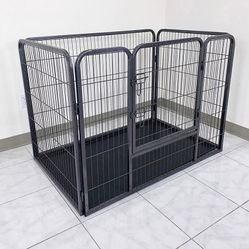 BRAND NEW $110 Heavy Duty Pet Playpen w/ Plastic Tray, Dog Cage Kennel 4 Panels, L49” x W32” x H35”
