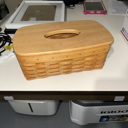 Vintage Longaberger Tissue Basket Box with Lid Rectangle for Boxed Tissues Plain