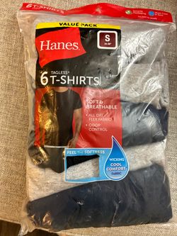 Hanes Tagless 6-Pack T-Shirts Size Small