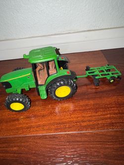John Deere Die-Cast Toy Tractor with Implement