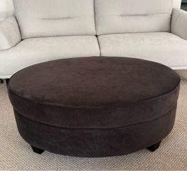 45” Gray Oval Velvet Coffee Table Ottoman