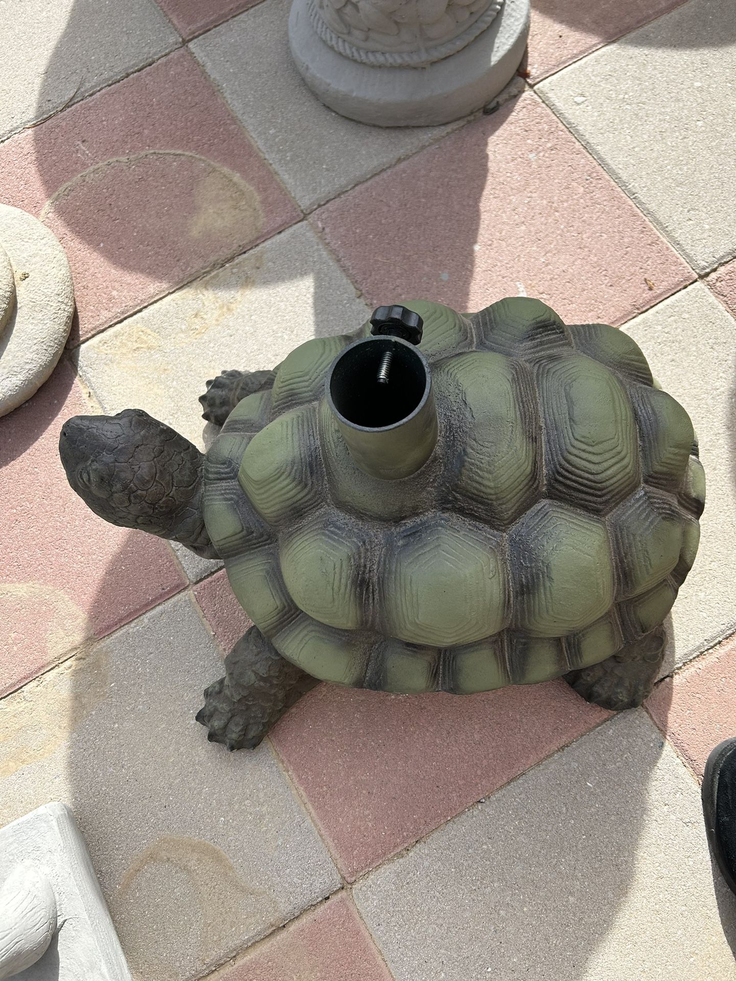 New Turtle Made Out Of Cement With Umbrella Steel Holder Perfect Gift