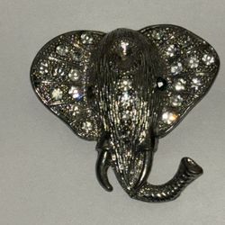 Vintage Elephant Rhinestone Silver Pendant