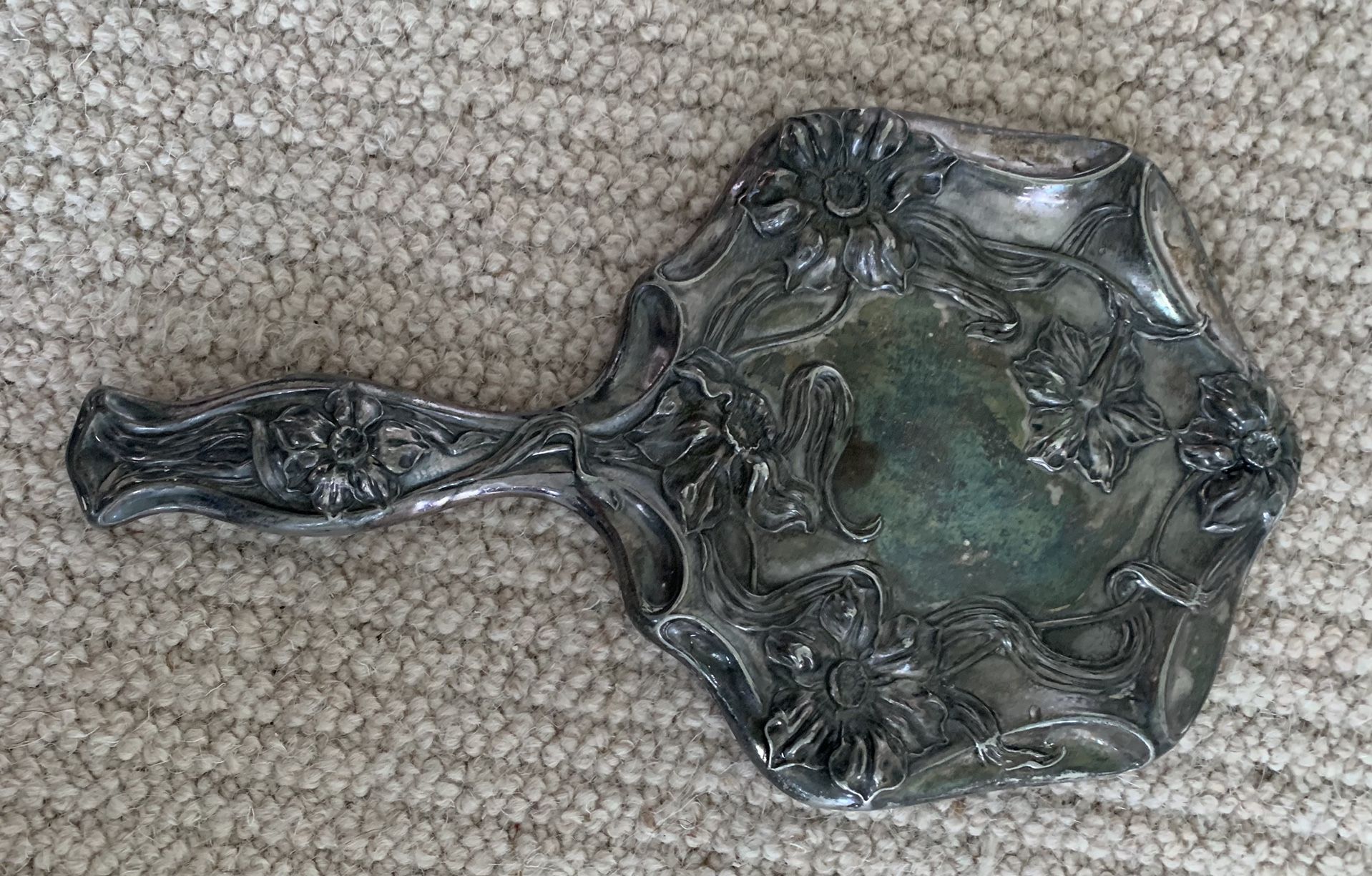 Vintage Silver-Plated Vanity Mirror
