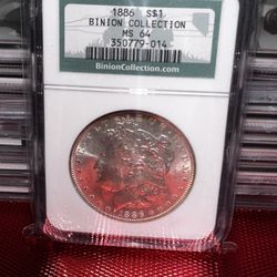 1886 S$1 Morgan Dollar BINION COLLECTION MS 64 (OPEN TO TRADES) 350779-014