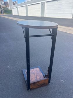 Industrial Side Table with Bottom Shelf