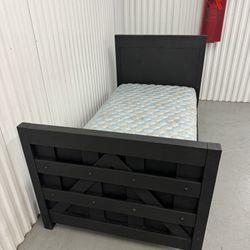 TWIN BED REAL WOOD WITH MATTRESS 