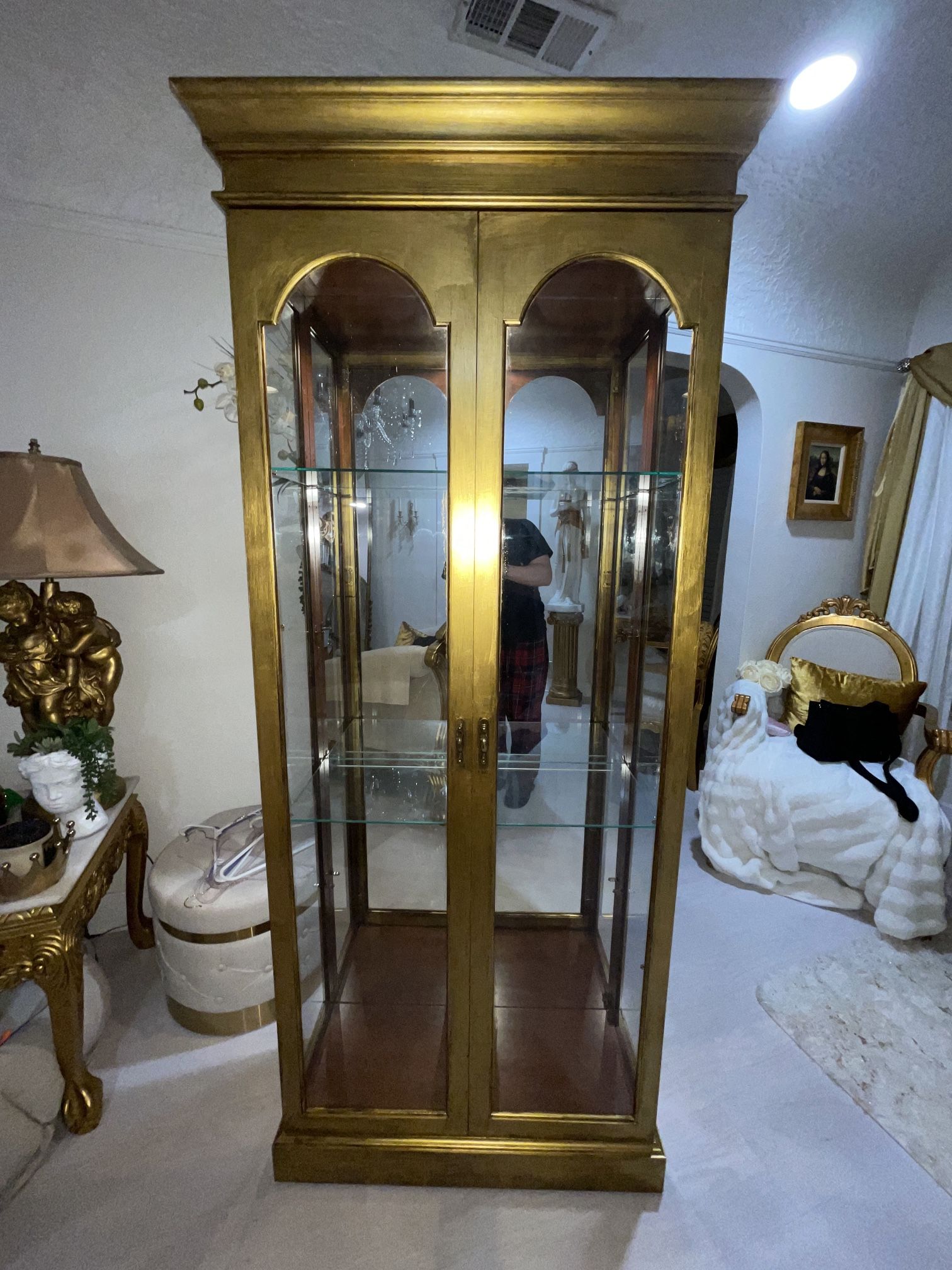Vintage Antique Mirror Dresser With Lights Cabinet